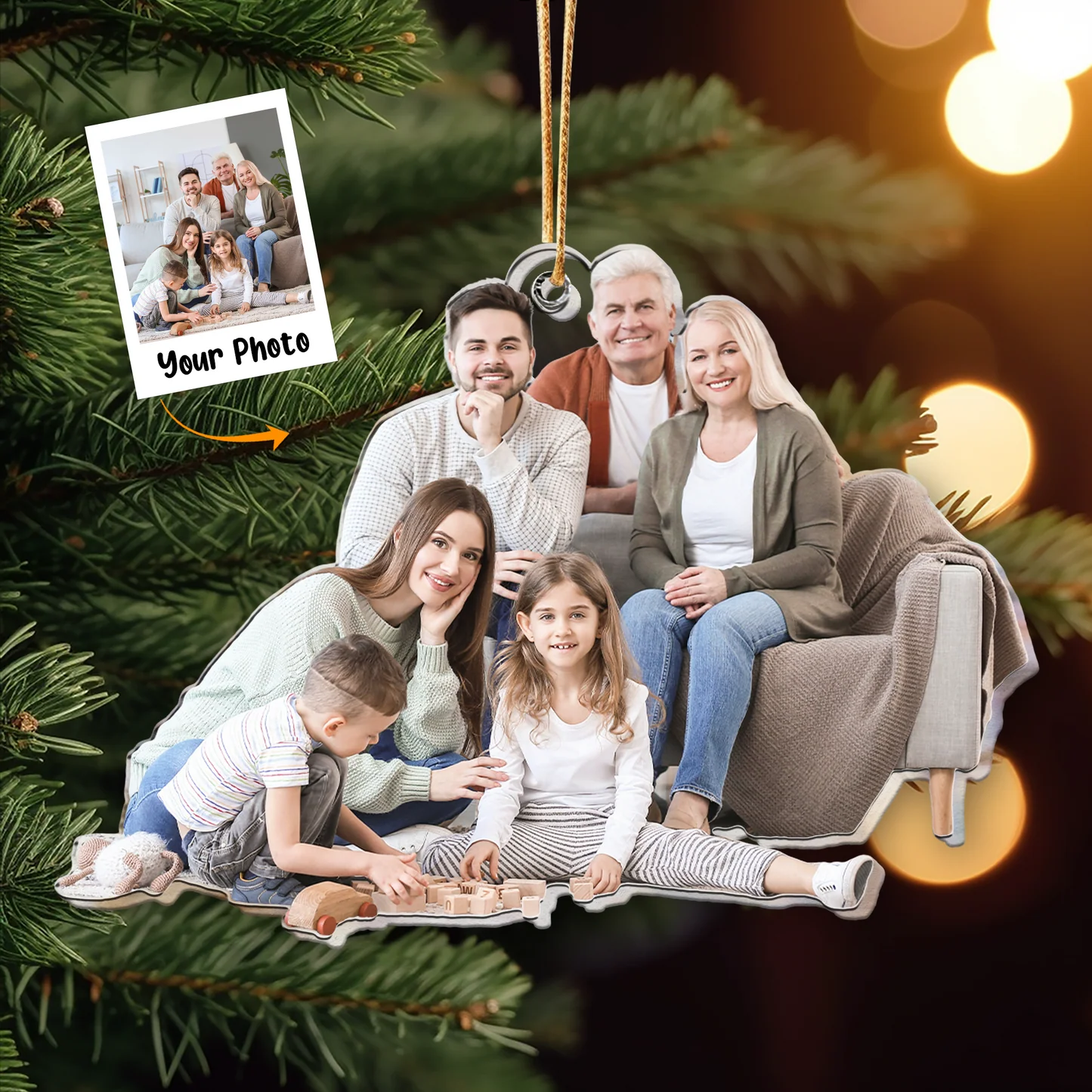 Gift For Grandparents - Personalized Family Photo Ornament - Image 2