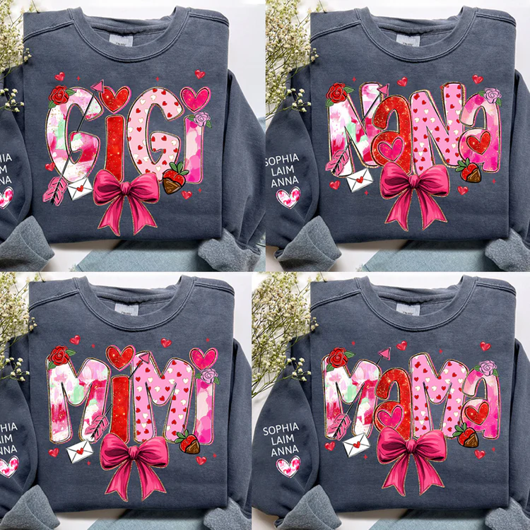 Gigi Cute Bow And Strawberry - Personalized Sweatshirt With Design On Sleeve - Gift For Mom, Grandma, Daughter | HN02 - Image 6