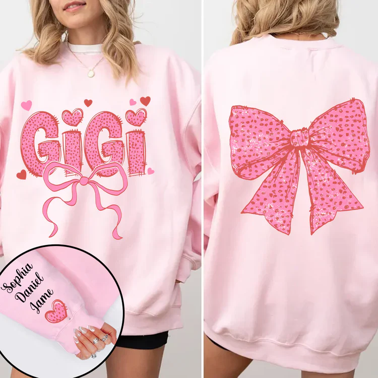 Gigi Nana And Kids - Personalized Sweatshirt With Design On Sleeve - Valentine Gift For Grandma, Mom, Wife - NH96 - Image 5