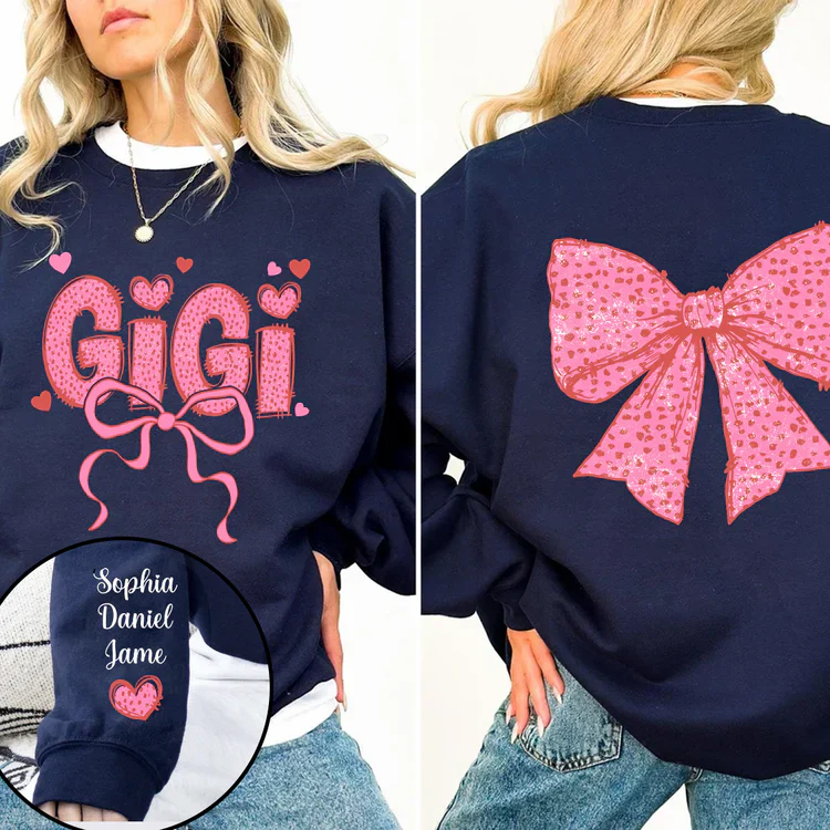 Gigi Nana And Kids - Personalized Sweatshirt With Design On Sleeve - Valentine Gift For Grandma, Mom, Wife - NH96 - Image 8