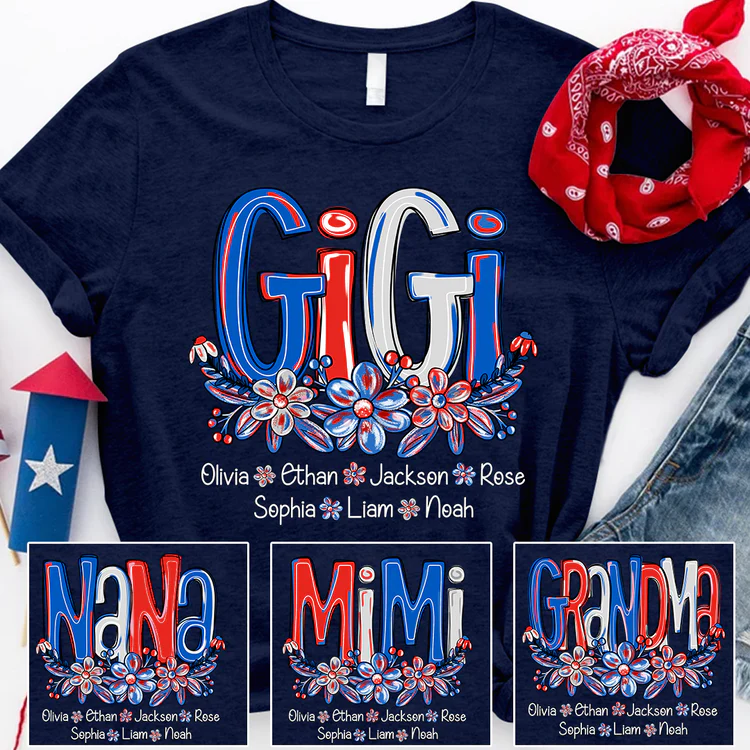 Gigi Red White Blue USA - Personalized Shirt - Patriotic Gift For Mom, Grandma