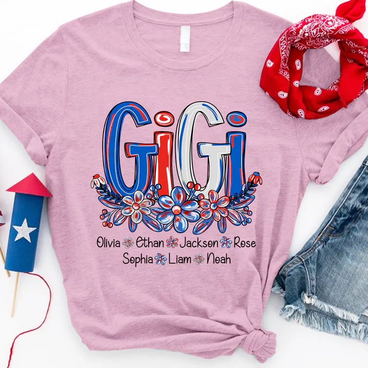 Gigi Red White Blue USA - Personalized Shirt - Patriotic Gift For Mom, Grandma - Image 3
