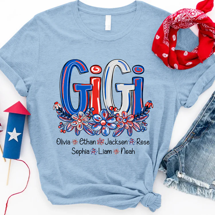 Gigi Red White Blue USA - Personalized Shirt - Patriotic Gift For Mom, Grandma - Image 4