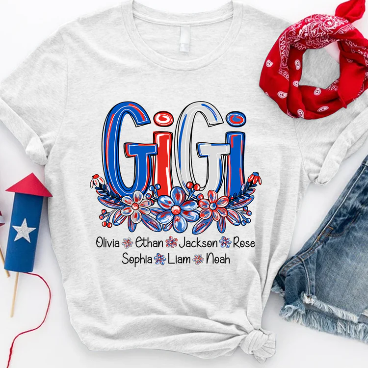 Gigi Red White Blue USA - Personalized Shirt - Patriotic Gift For Mom, Grandma - Image 5