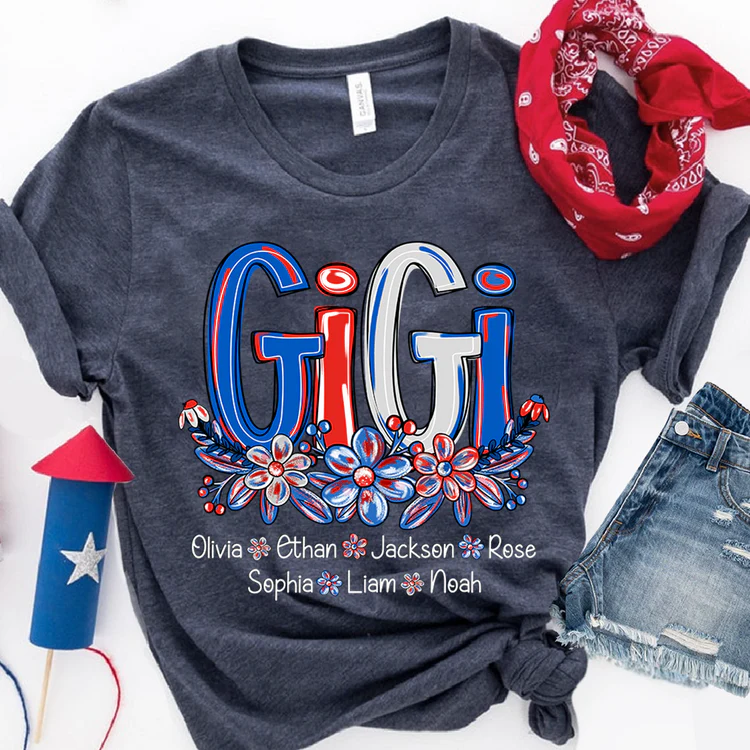 Gigi Red White Blue USA - Personalized Shirt - Patriotic Gift For Mom, Grandma - Image 6