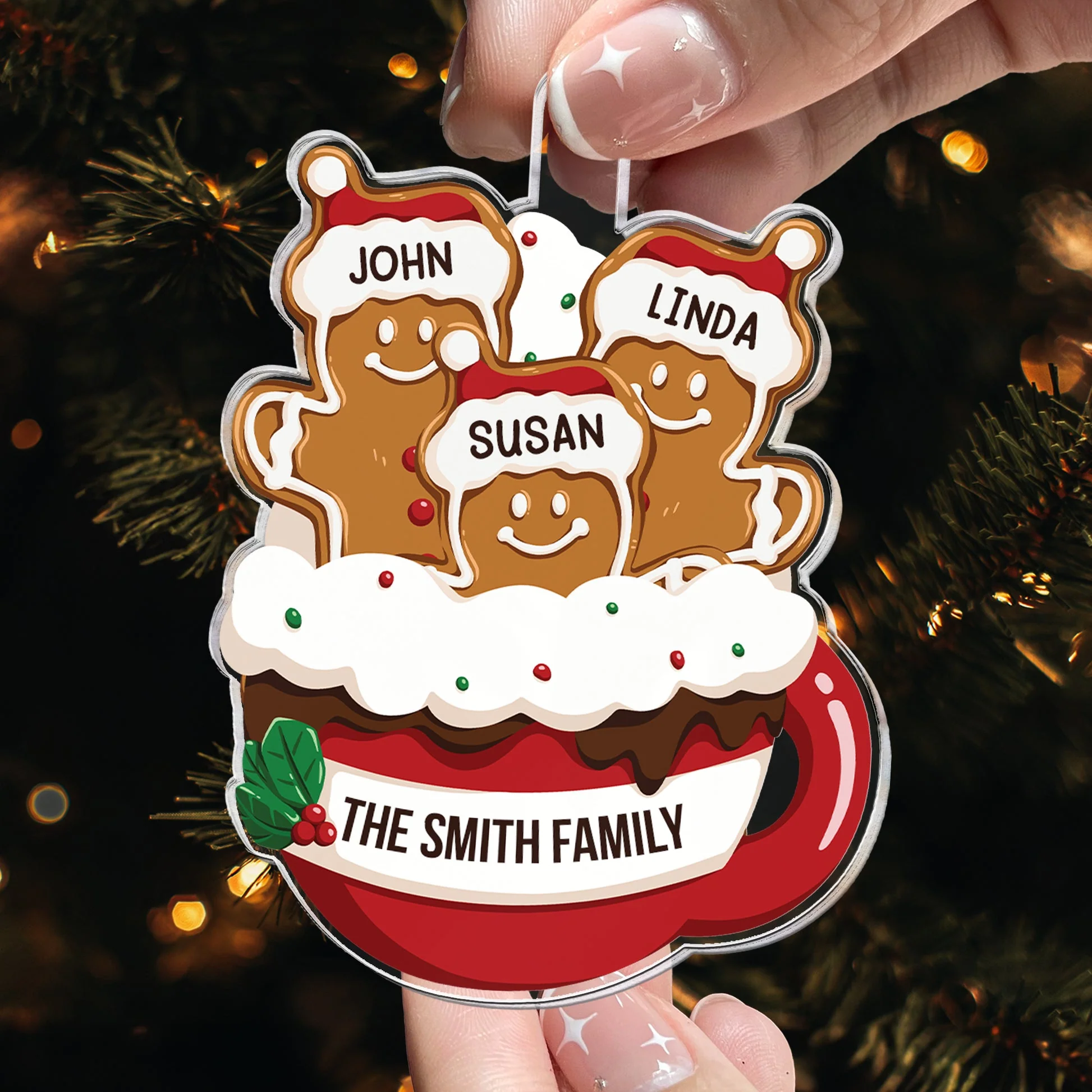 Gingerbread Christmas - Personalized Acrylic Ornament - Christmas Gifts For Family, Grandma, Tree Decor HH01