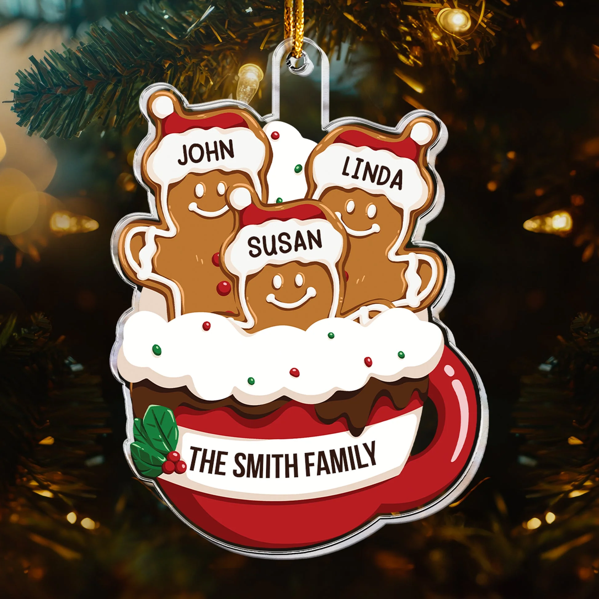 Gingerbread Christmas - Personalized Acrylic Ornament - Christmas Gifts For Family, Grandma, Tree Decor HH01 - Image 2