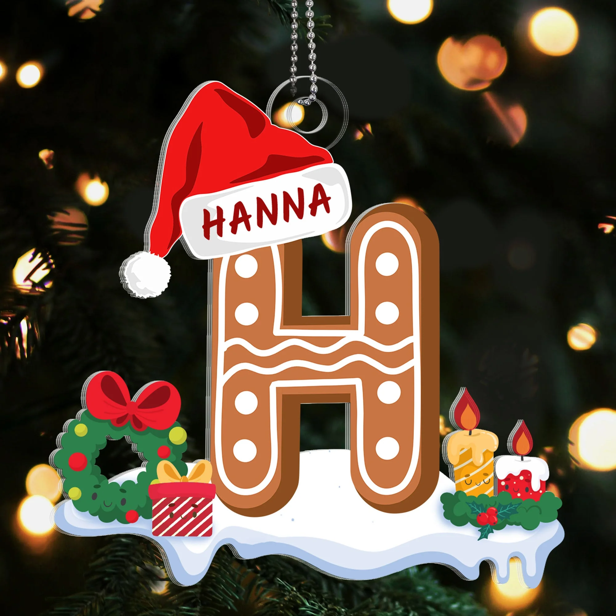 Gingerbread Cookie Letter - Personalized Custom Shaped Acrylic Ornament HN02