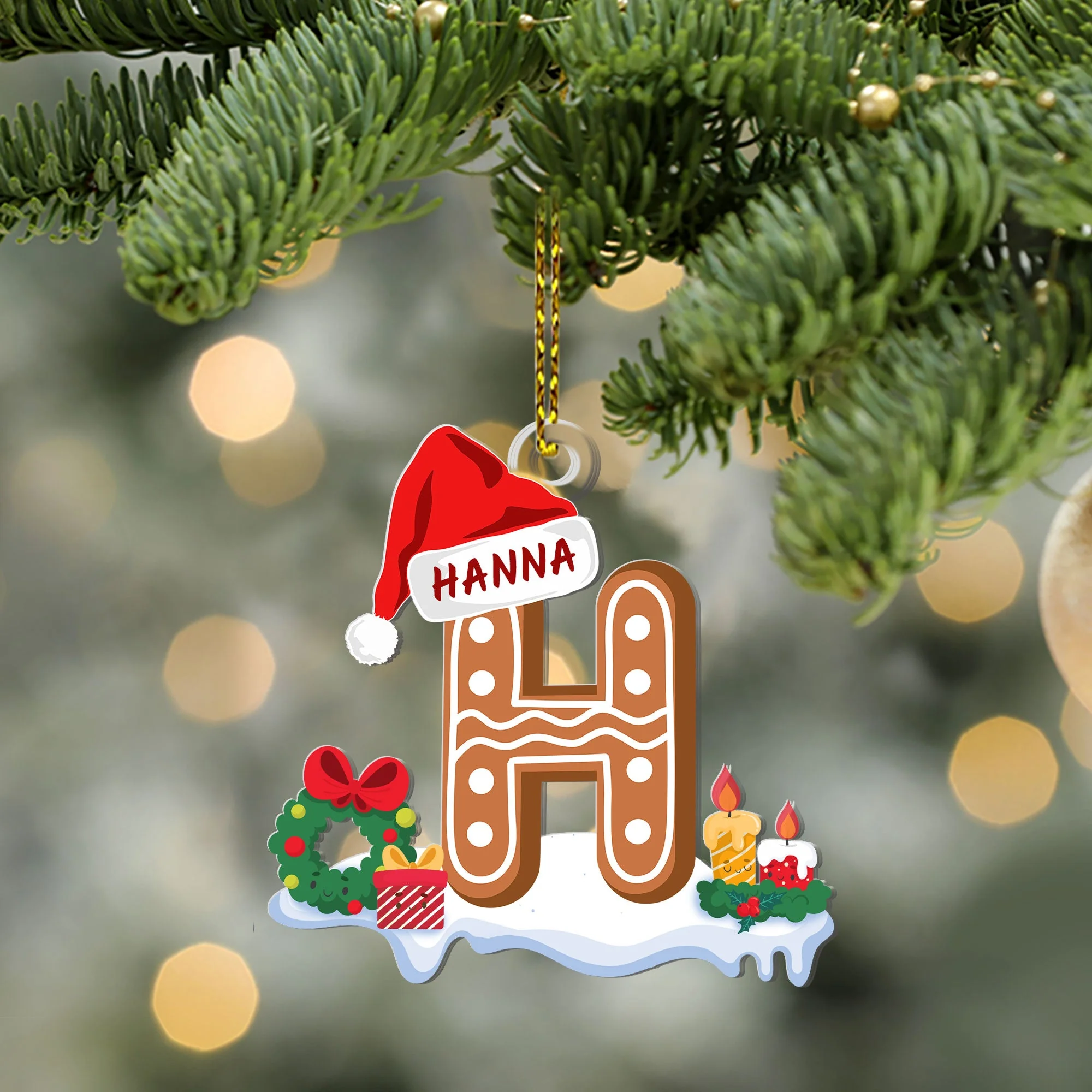 Gingerbread Cookie Letter - Personalized Custom Shaped Acrylic Ornament HN02 - Image 3