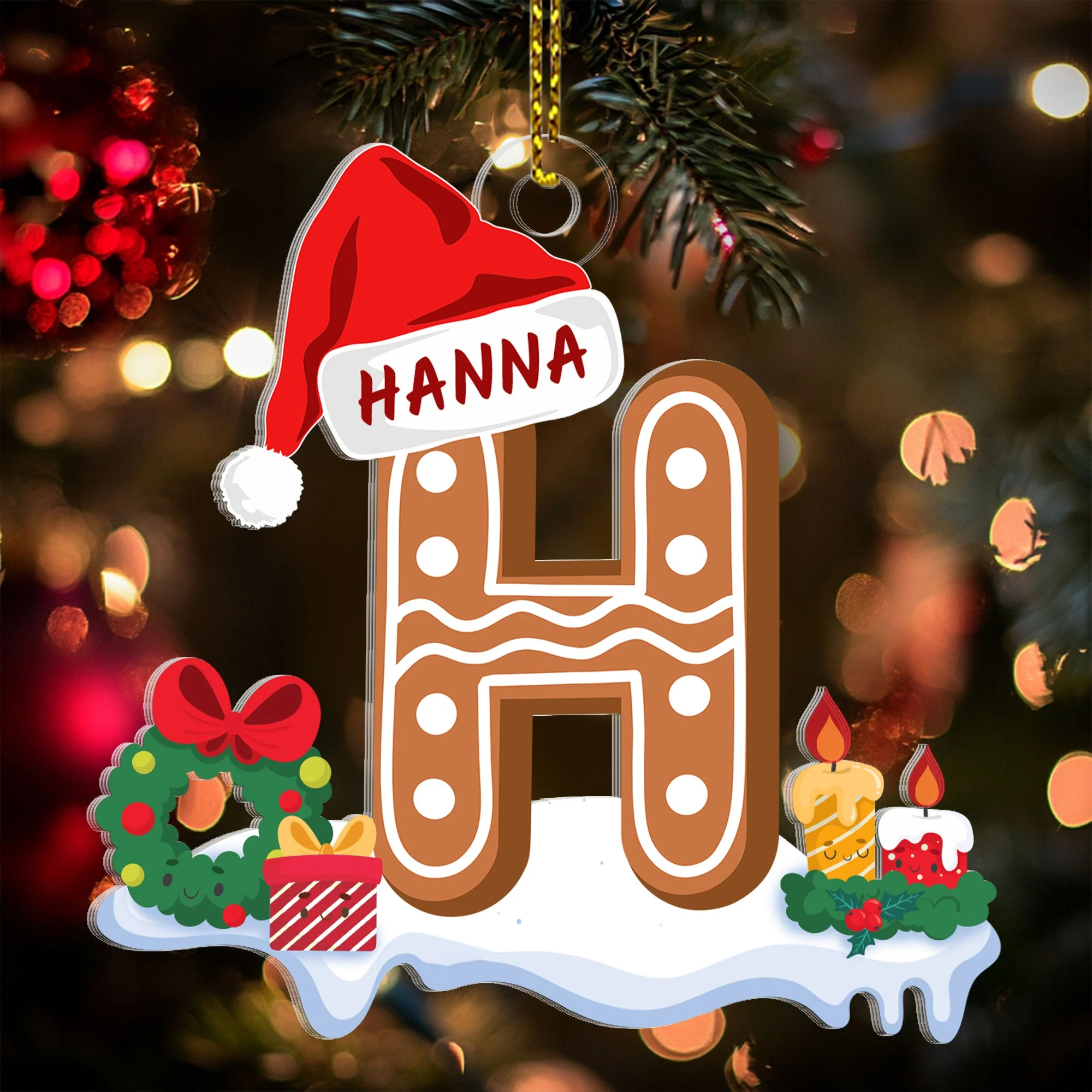 Gingerbread Cookie Letter - Personalized Custom Shaped Acrylic Ornament HN02 - Image 5