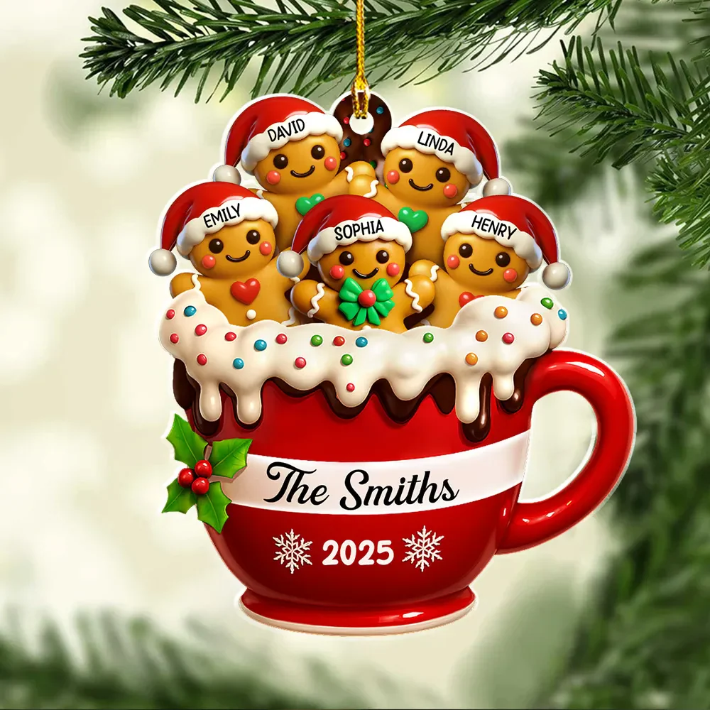 Gingerbread Family 2025 - Personalized Acrylic Ornament - Christmas Gift HH01 - Image 3