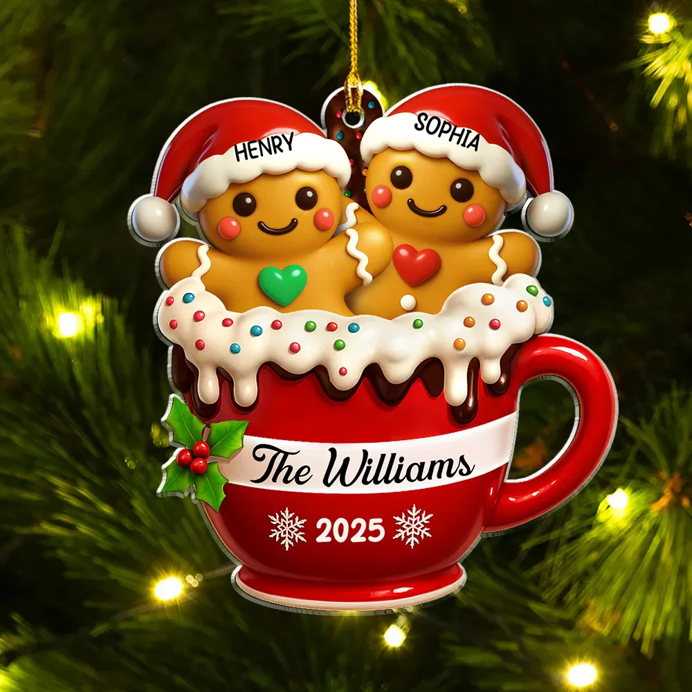 Gingerbread Family 2025 - Personalized Acrylic Ornament - Christmas Gift HH01 - Image 4