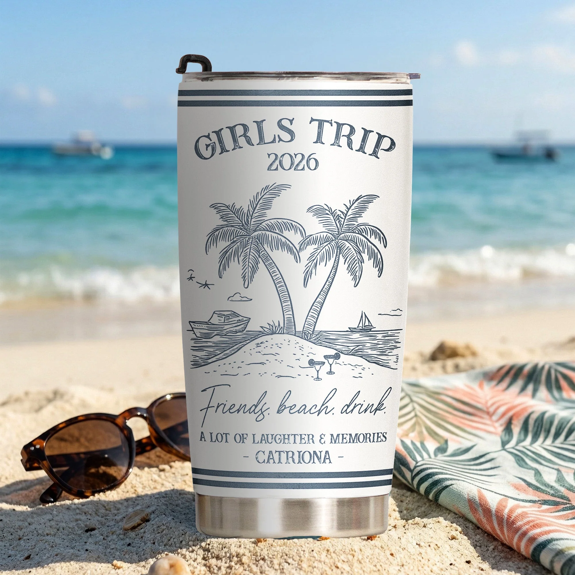 Girls Trip Summer Time Friends Beach Drink - Personalized Tumbler - Gift For Her - Image 2