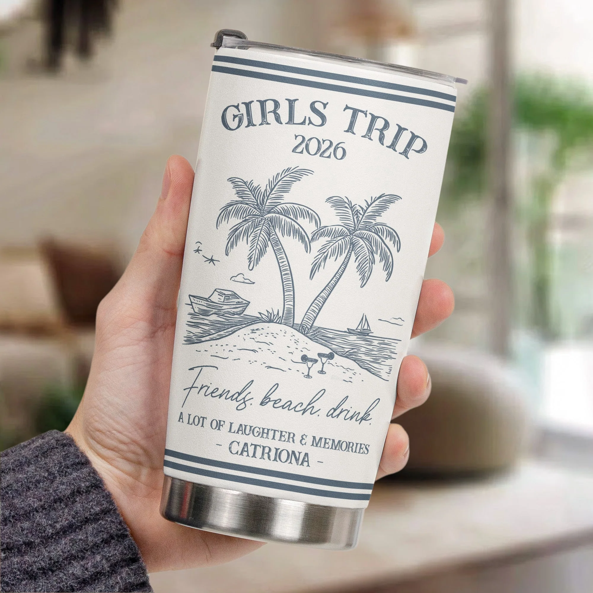 Girls Trip Summer Time Friends Beach Drink - Personalized Tumbler - Gift For Her - Image 3