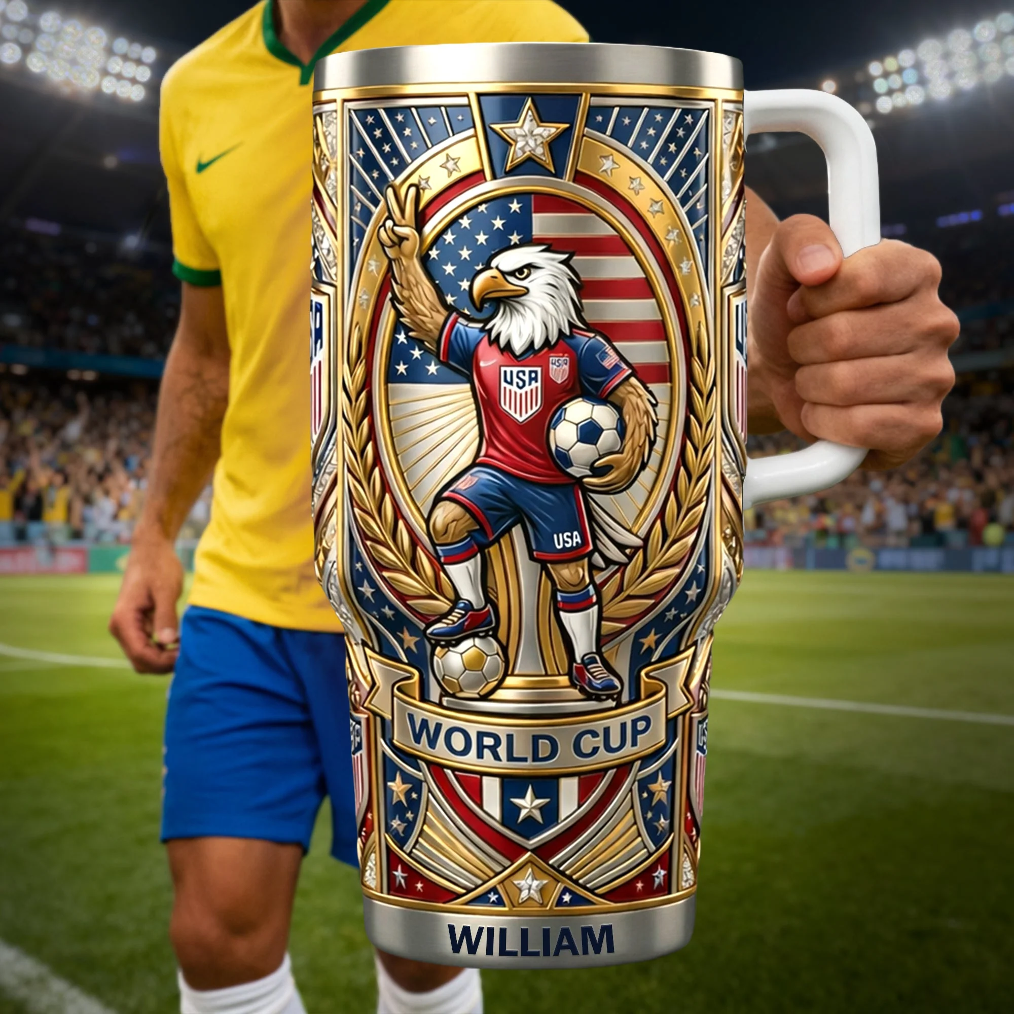 Global Championship USA Patriotic Eagle Soccer World Cup - Personalized Tumbler - Gift For Sport Fans, Football Lovers