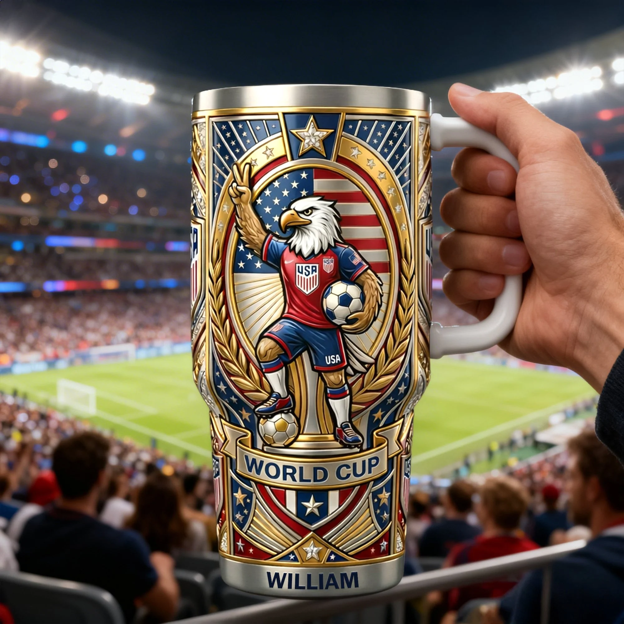 Global Championship USA Patriotic Eagle Soccer World Cup - Personalized Tumbler - Gift For Sport Fans, Football Lovers - Image 4