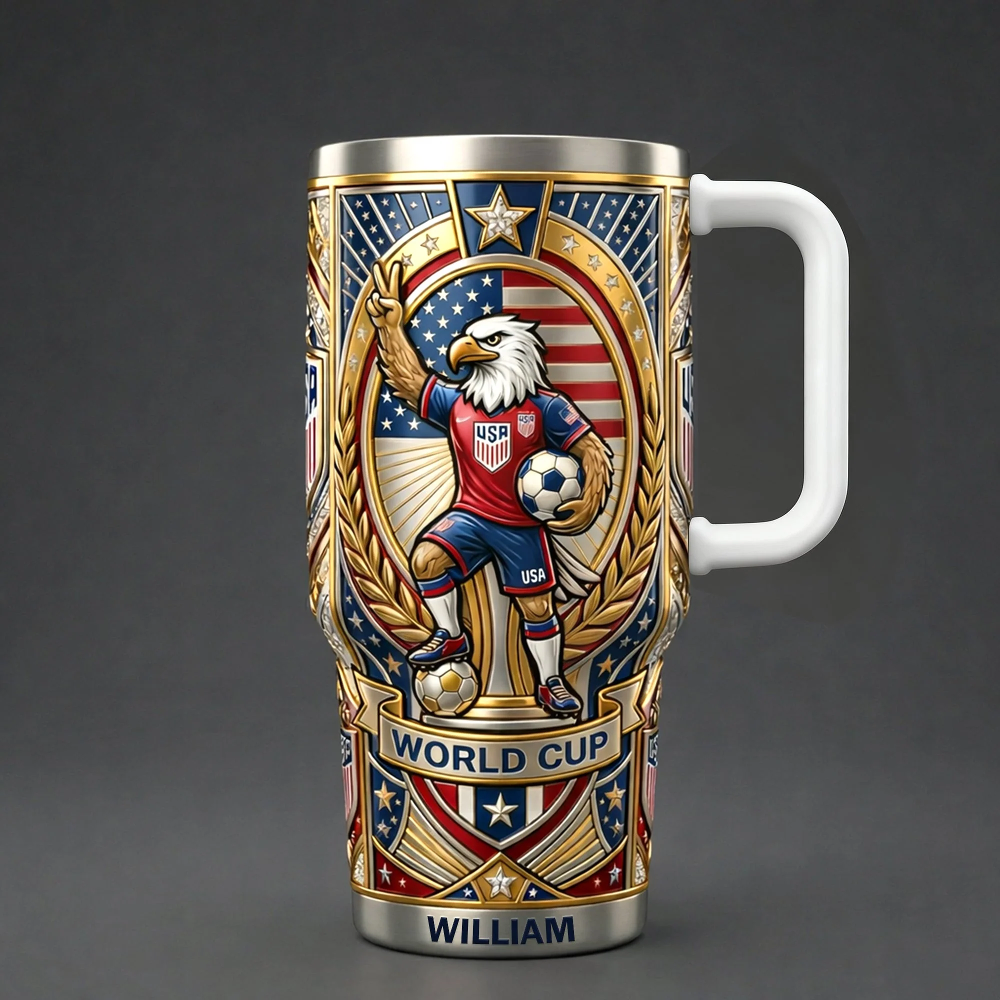 Global Championship USA Patriotic Eagle Soccer World Cup - Personalized Tumbler - Gift For Sport Fans, Football Lovers - Image 5