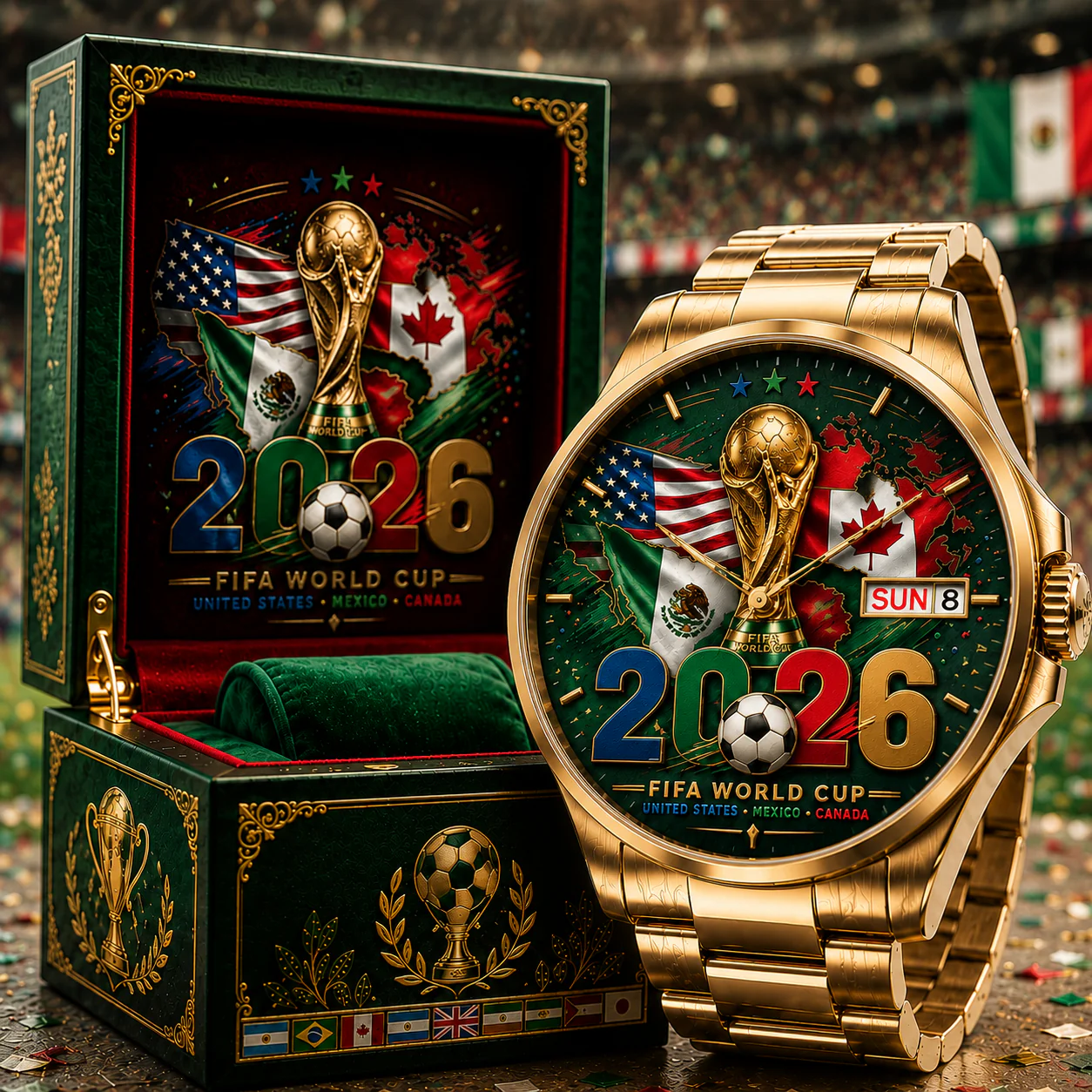 Global Football 2026 Host Countries Trophy - Men's Wrist Watch - Gift For Soccer Fan
