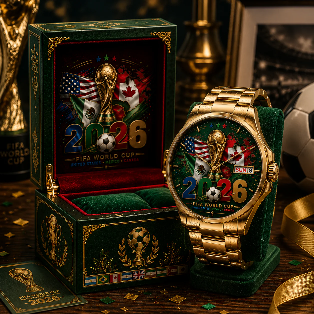 Global Football 2026 Host Countries Trophy - Men's Wrist Watch - Gift For Soccer Fan - Image 3
