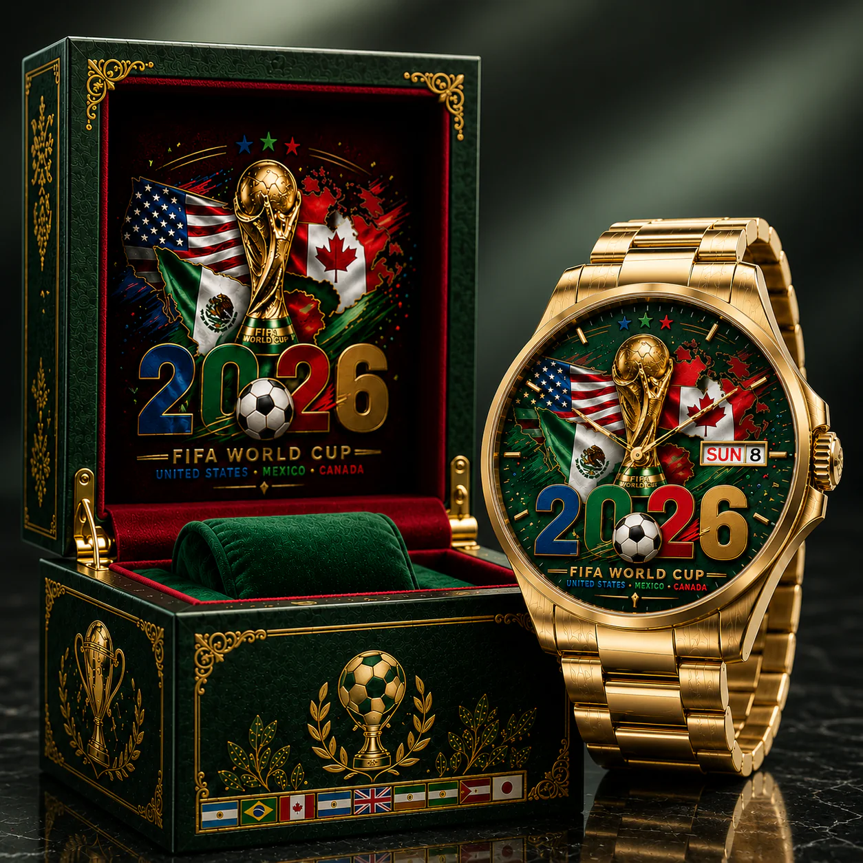 Global Football 2026 Host Countries Trophy - Men's Wrist Watch - Gift For Soccer Fan - Image 6