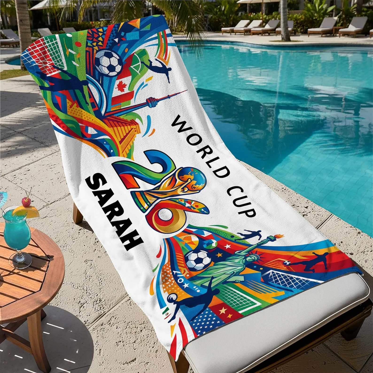 Global Football Championship 2026 Sarah - Personalized Beach Towel - Gift For Soccer Fans - Image 4