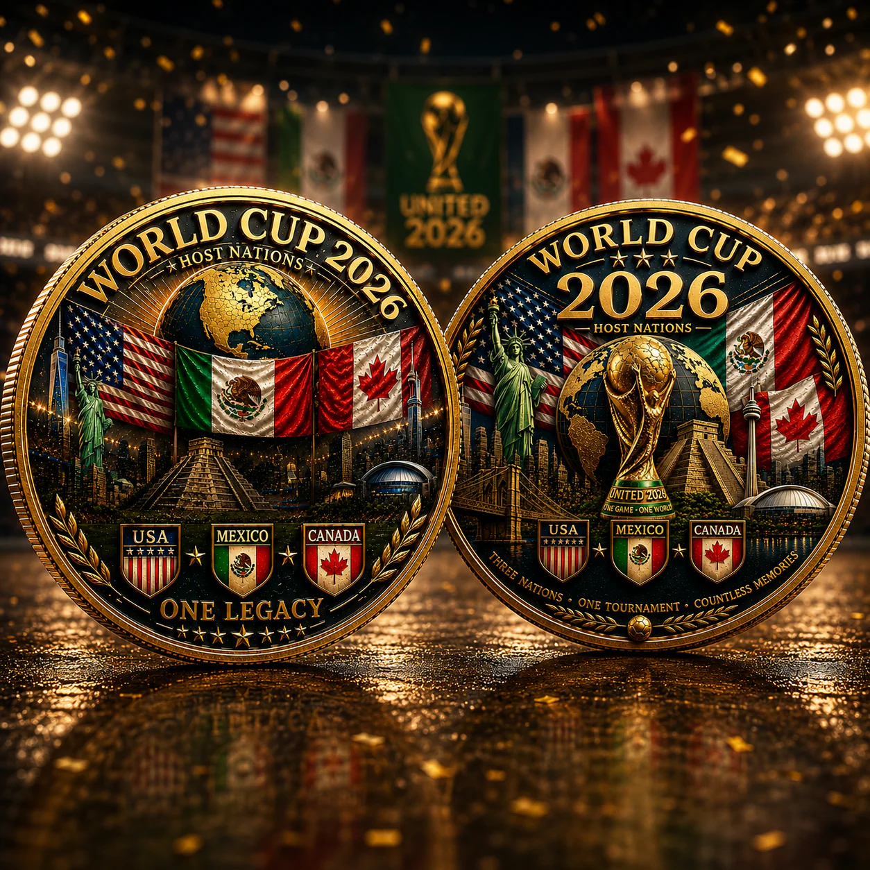Global Football Championship Host Nations USA Mexico Canada - Commemorative Coin - Gift For Soccer Fans