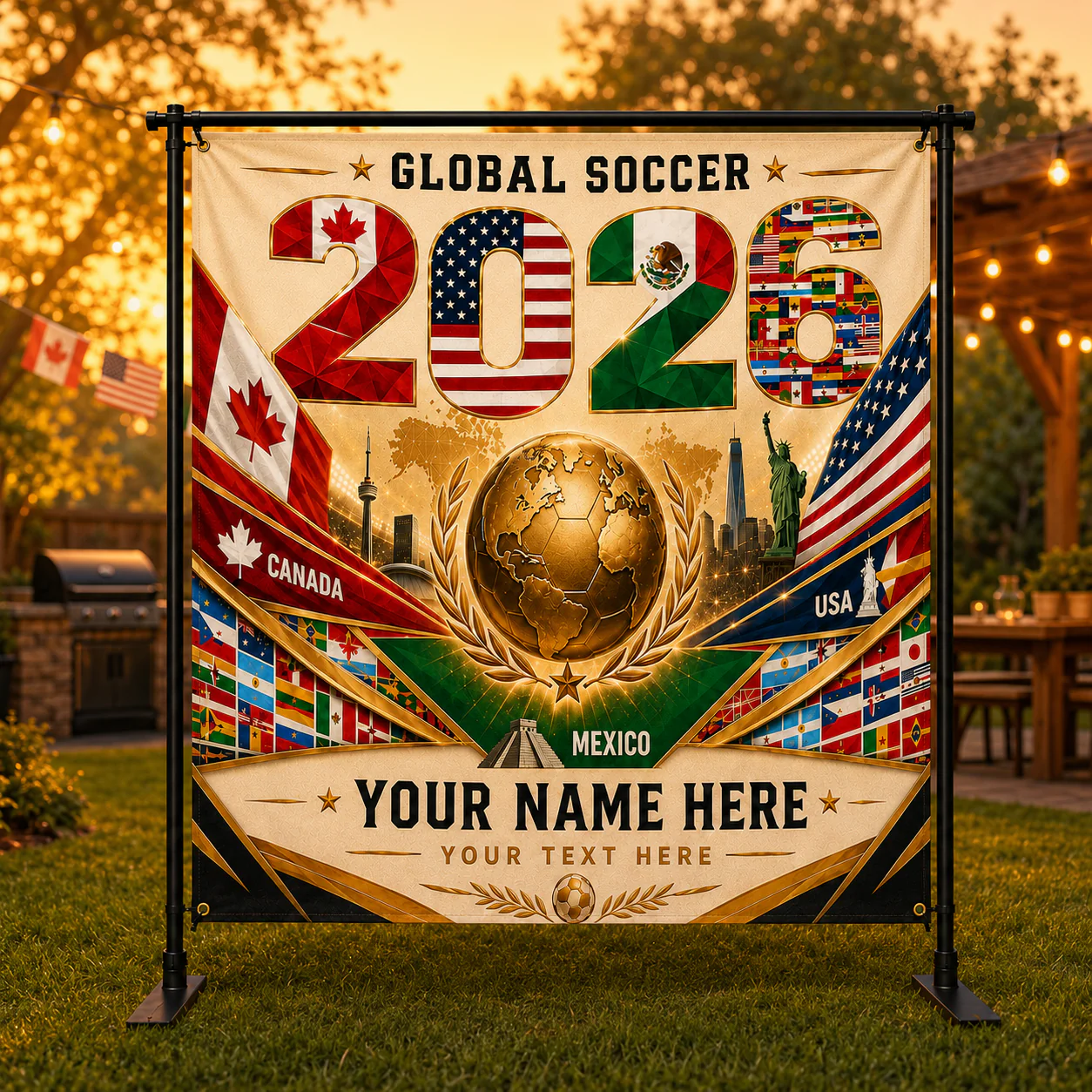 Global Soccer 2026 Custom Name - Personalized Backdrop - Gift For Sport Fans - Image 6