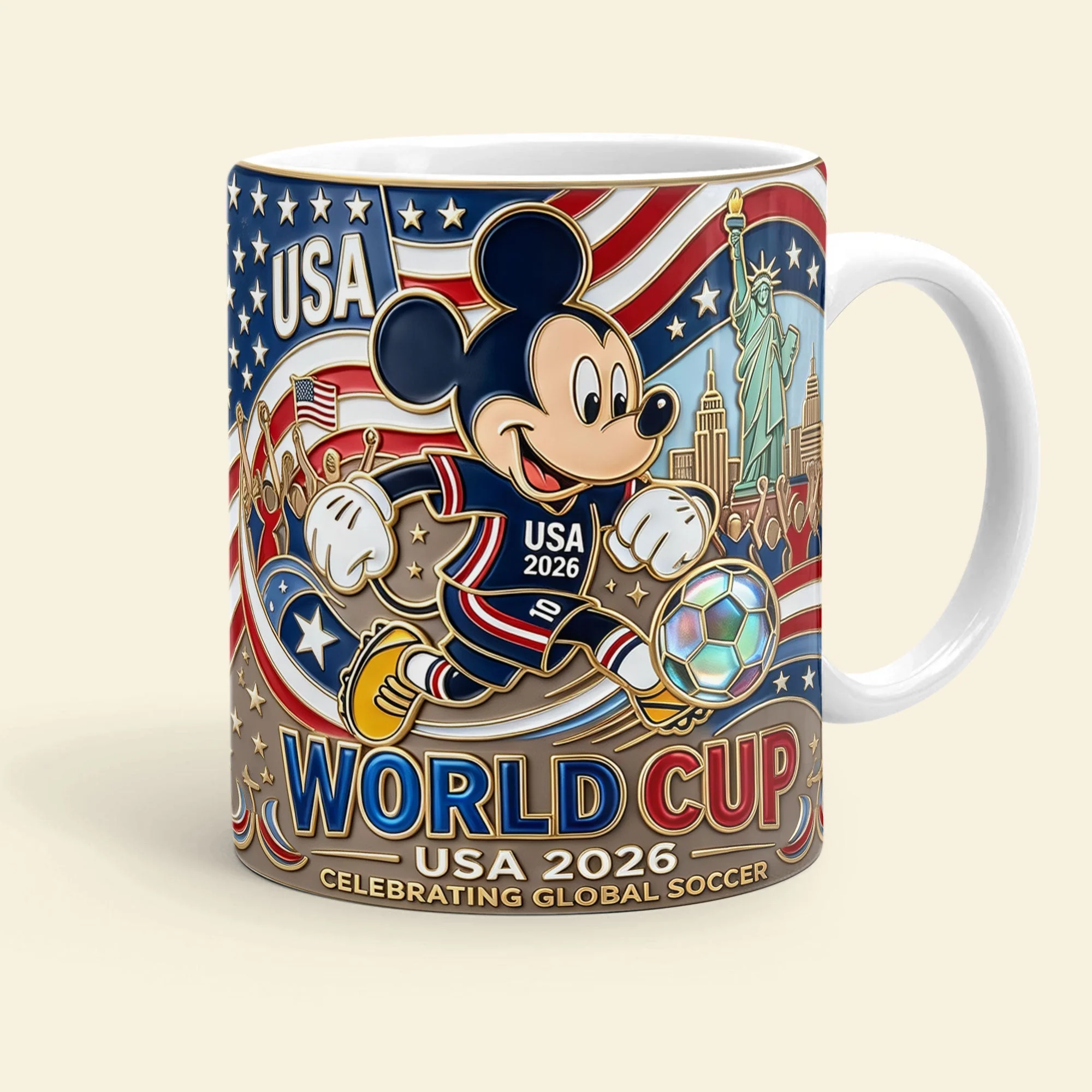 Global Soccer Championship 2026 With Magic Mouse - Personalized Mug - Gift For Sport Lovers - Image 3