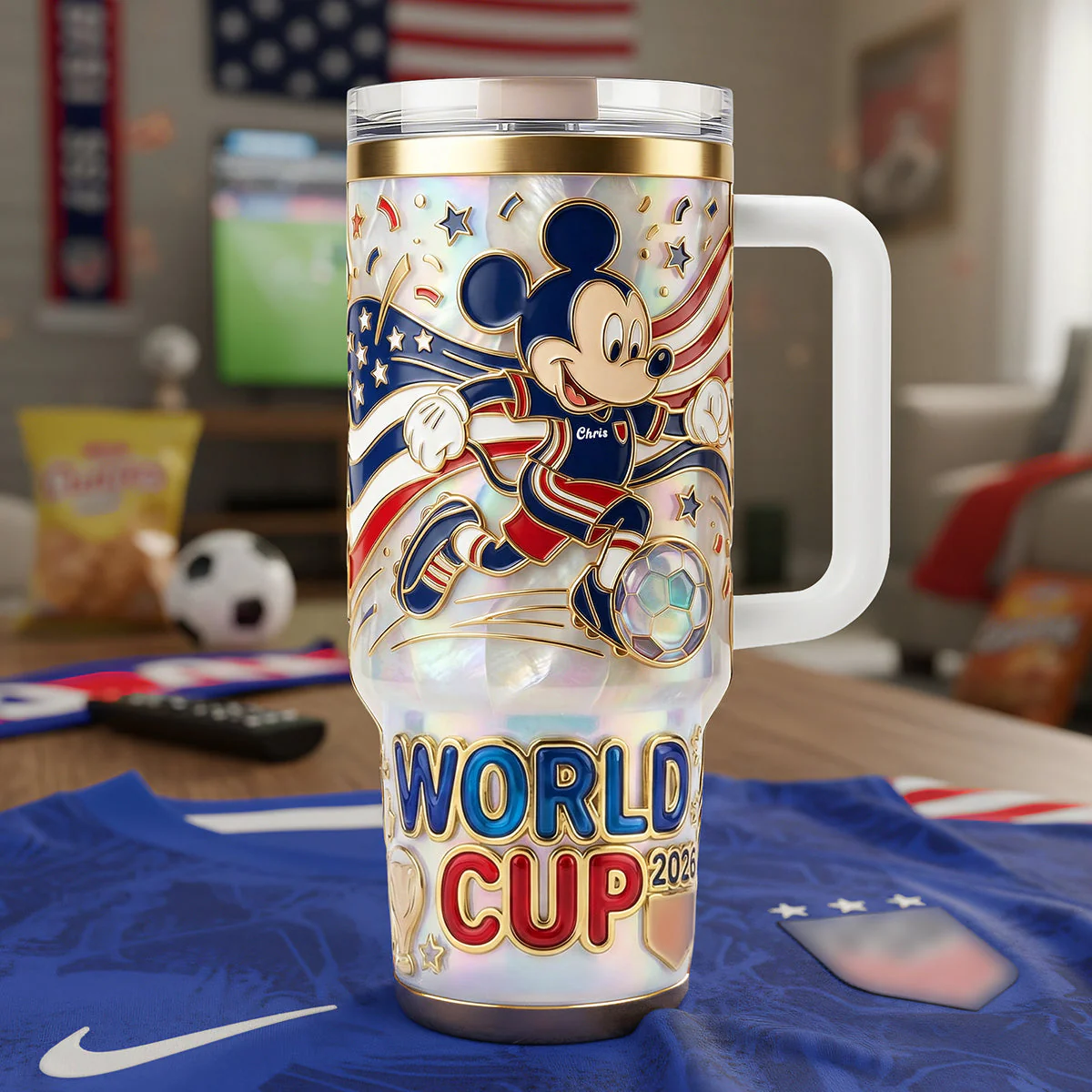 Global Soccer Championship 2026 With Magic Mouse - Personalized Tumbler With Straw - Gift For Sport Lovers