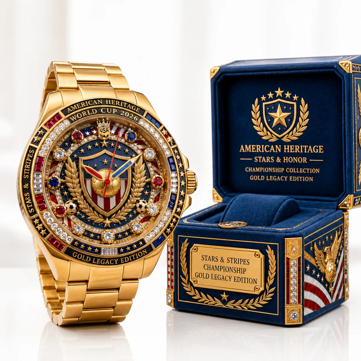 Global Soccer Championship USA Flag - Personalized Men's Wrist Watch - Gifts For Football Lovers, Sports Fans - Image 6
