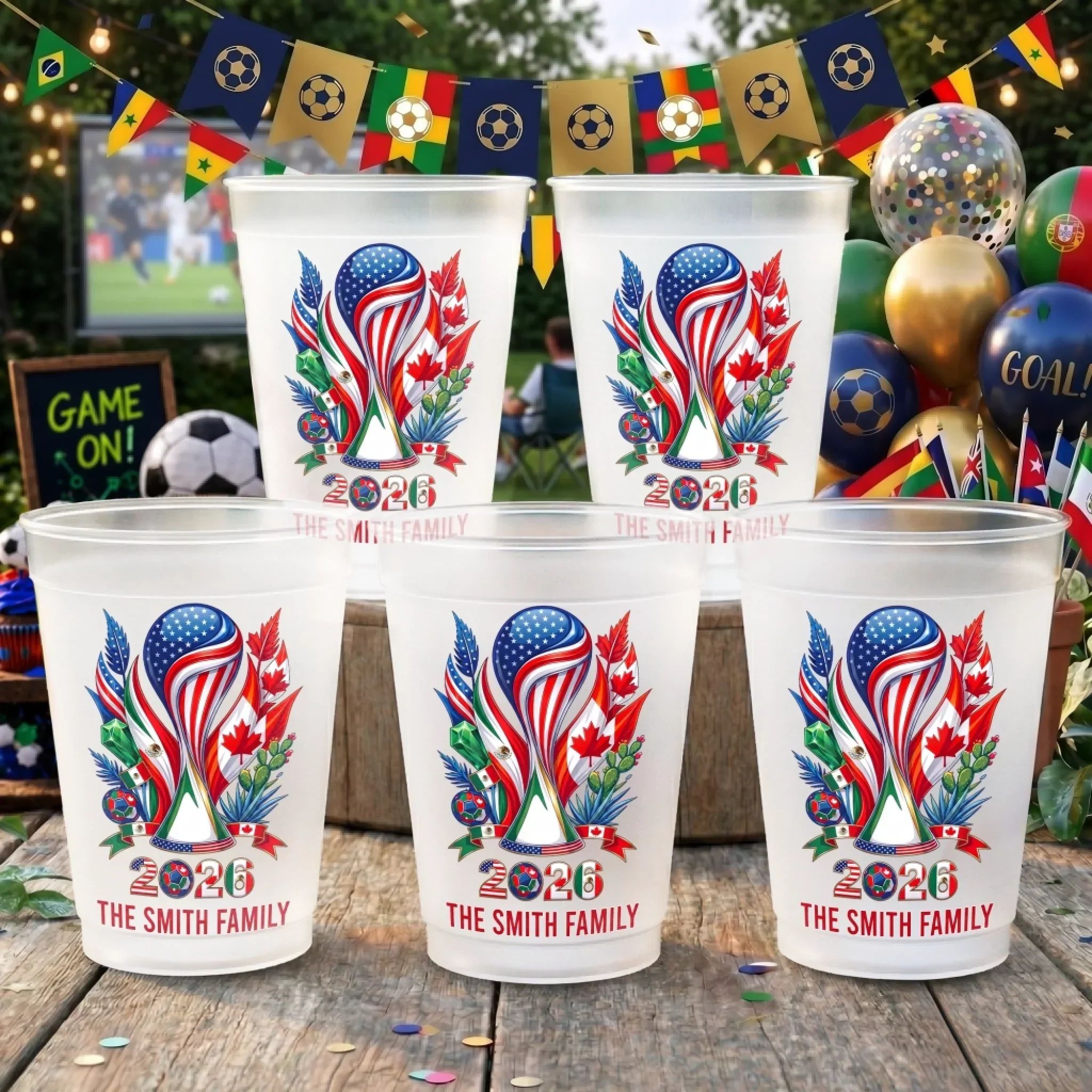 Global Soccer Championships - Personalized Party Cups - Gifts For Family, Football Fans