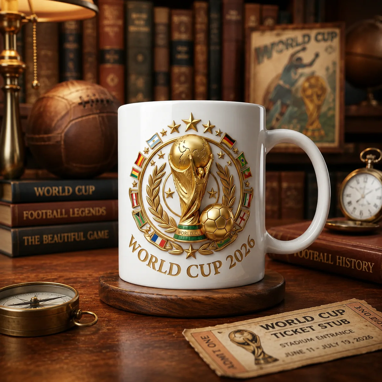 Global Soccer Tournament 2026 Trophy - Personalized White Mug - Gift For Sport Fans
