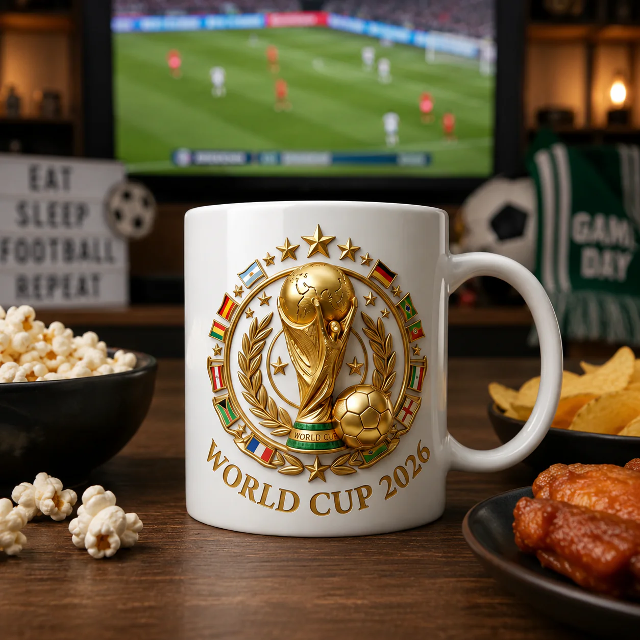 Global Soccer Tournament 2026 Trophy - Personalized White Mug - Gift For Sport Fans - Image 2