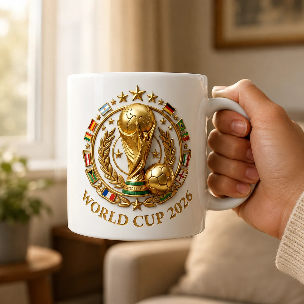 Global Soccer Tournament 2026 Trophy - Personalized White Mug - Gift For Sport Fans - Image 4