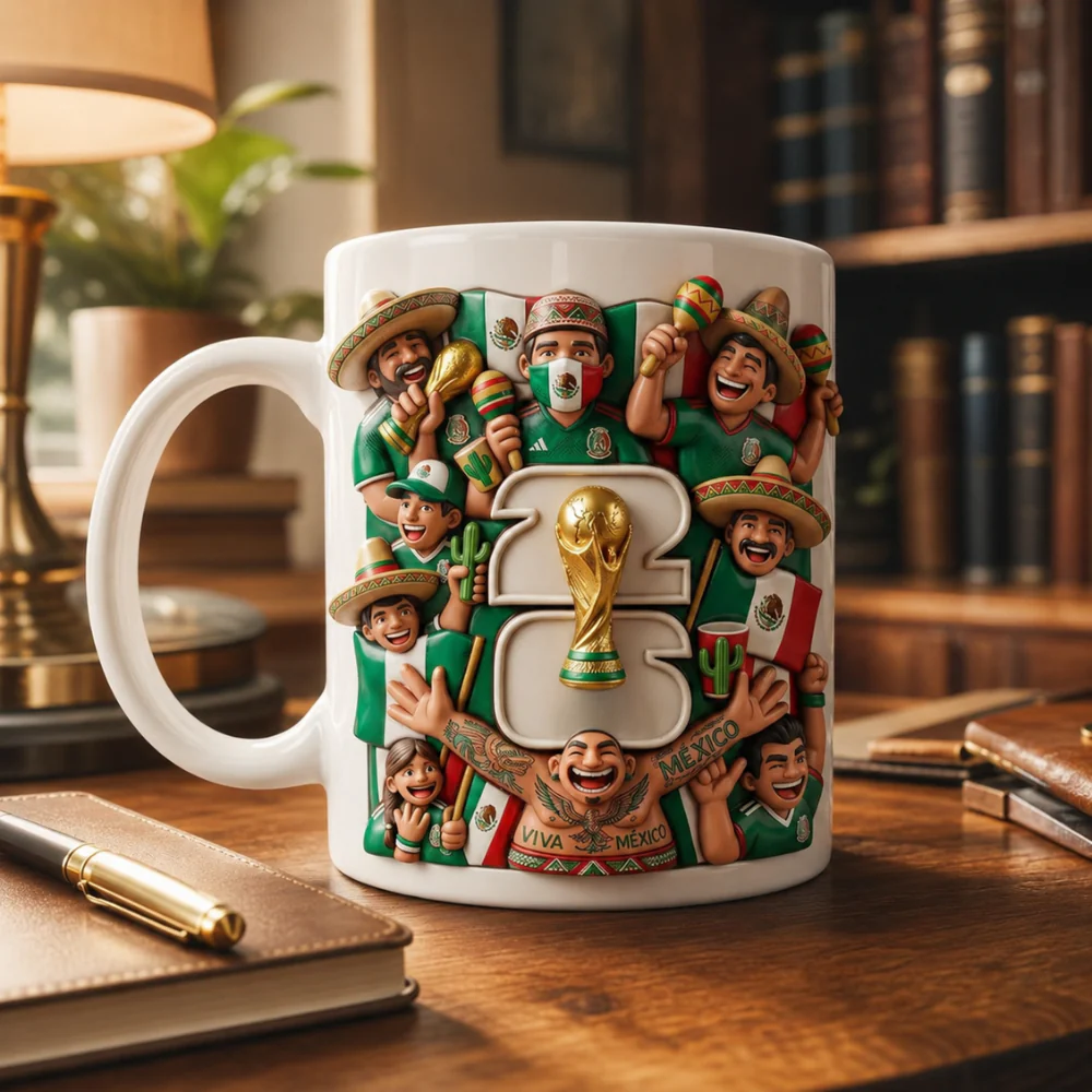 Global Soccer Tournament Mexico Fan - Personalized White Mug - Gift For Football Lovers - Image 3