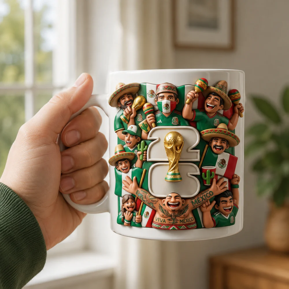 Global Soccer Tournament Mexico Fan - Personalized White Mug - Gift For Football Lovers - Image 4