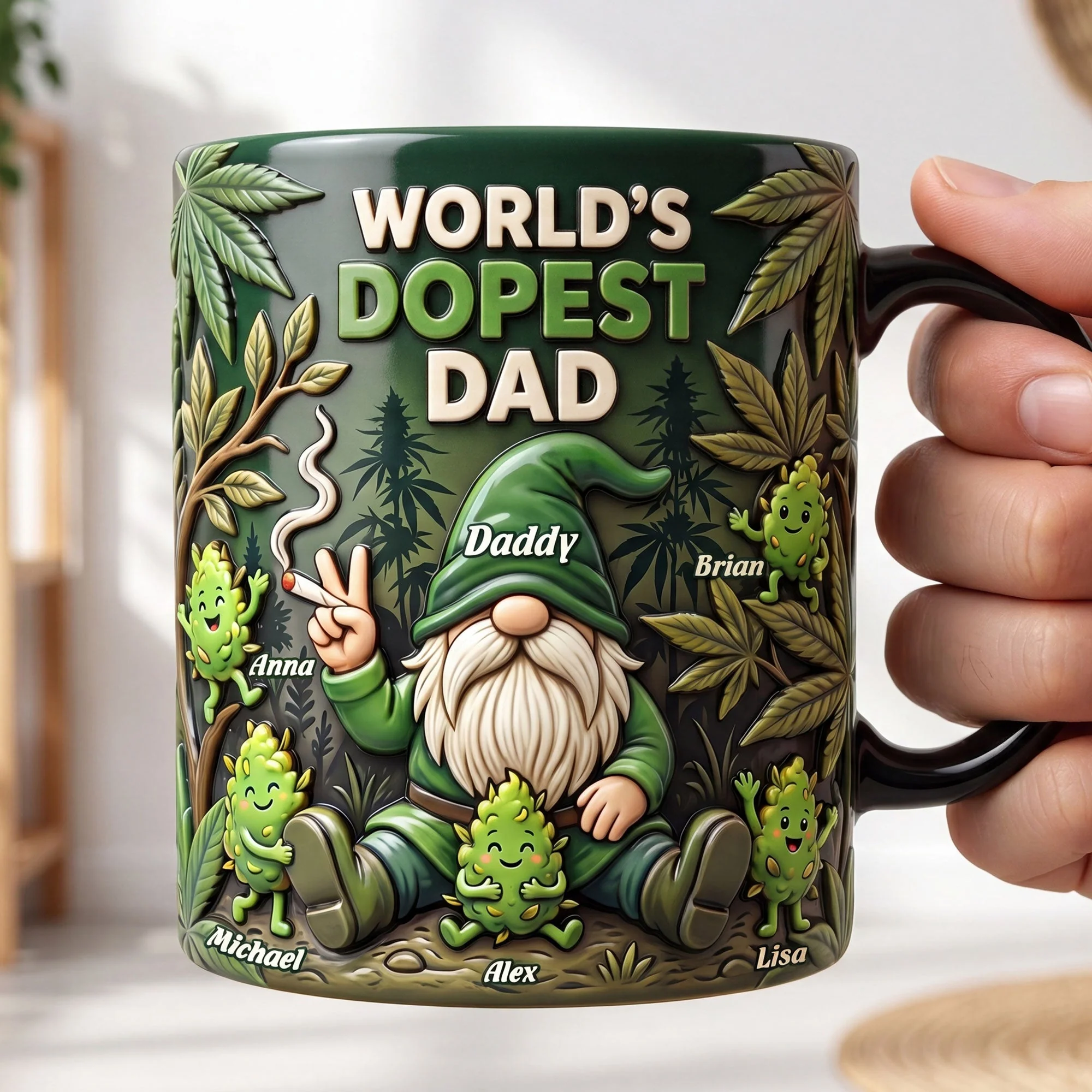 Gnome Weed Dad - Personalized Color Changing Mug - Gift For Dad, Grandpa