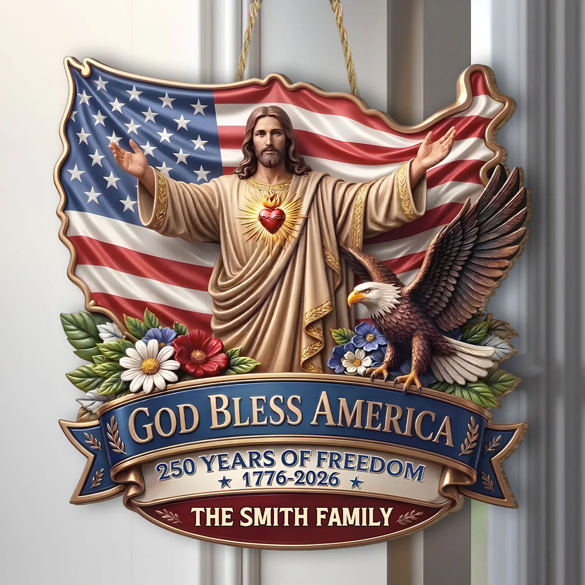 God Bless America 250 Years - Personalized Wood Sign - Gift For Patriots