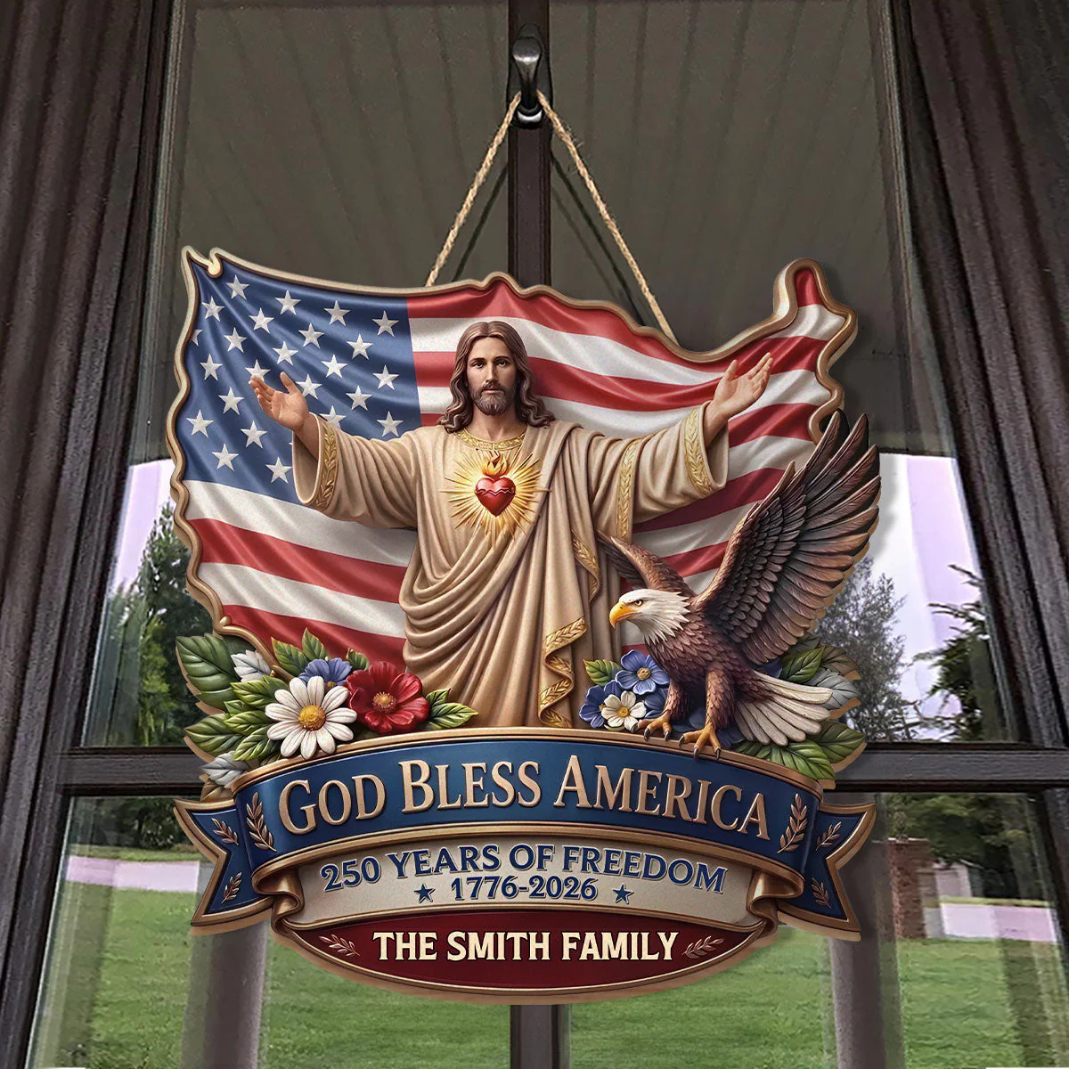 God Bless America 250 Years - Personalized Wood Sign - Gift For Patriots - Image 2