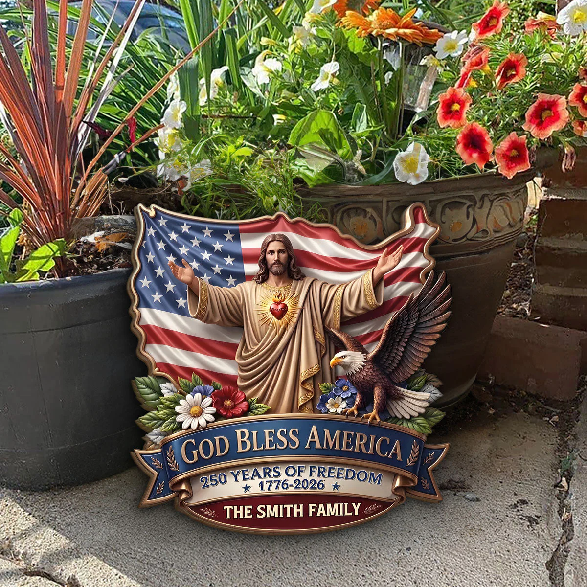 God Bless America 250 Years - Personalized Wood Sign - Gift For Patriots - Image 3