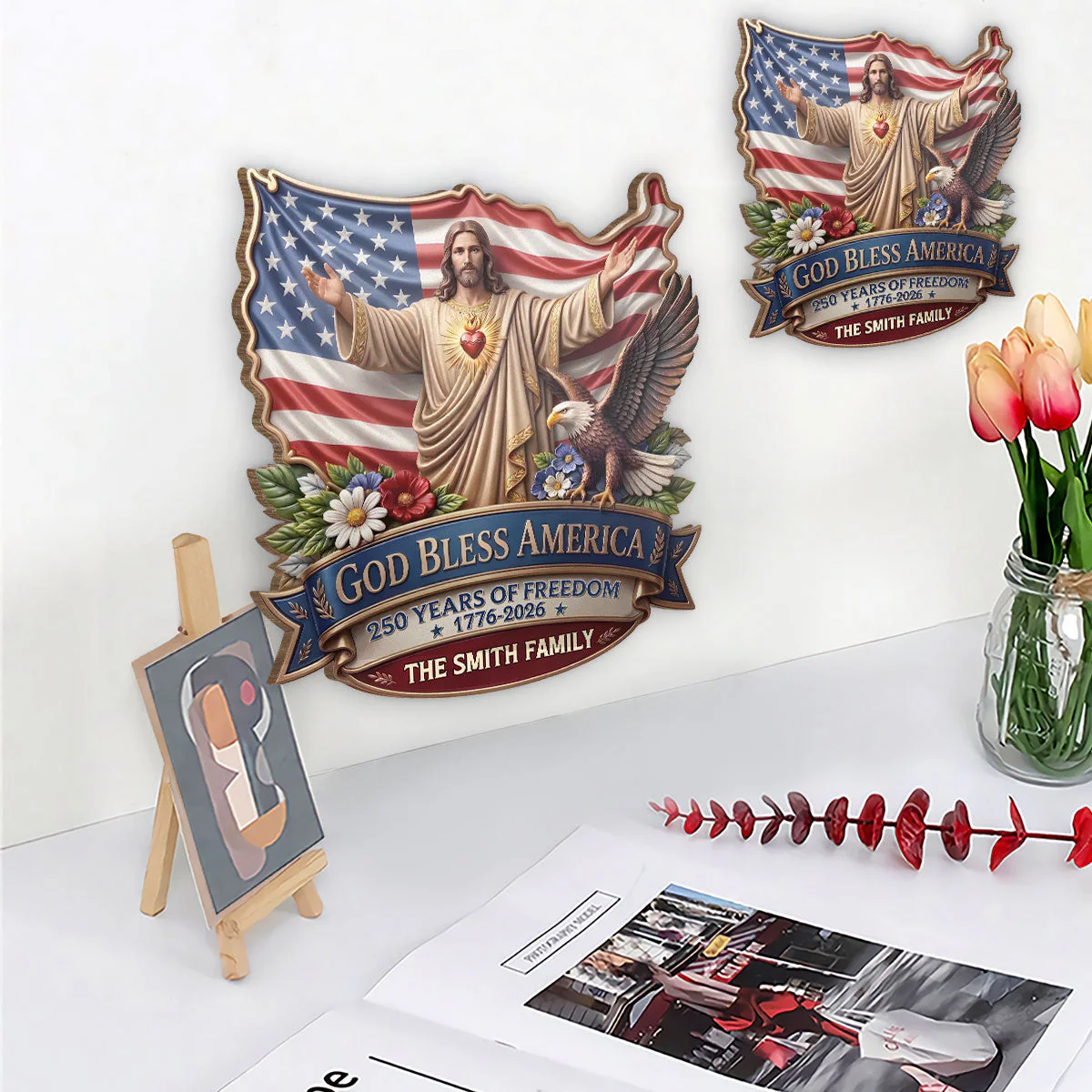 God Bless America 250 Years - Personalized Wood Sign - Gift For Patriots - Image 5