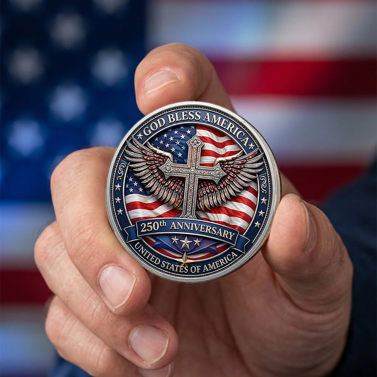 God Bless America 250th Anniversary - Personalized Commemorative Coin - Gift For Patriotic | HN02 - Image 2