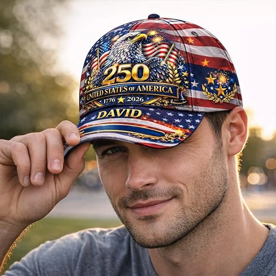 God Bless America Cross Eagle 250 Years Freedom - Personalized Classic Cap - Gift For Him - Image 6