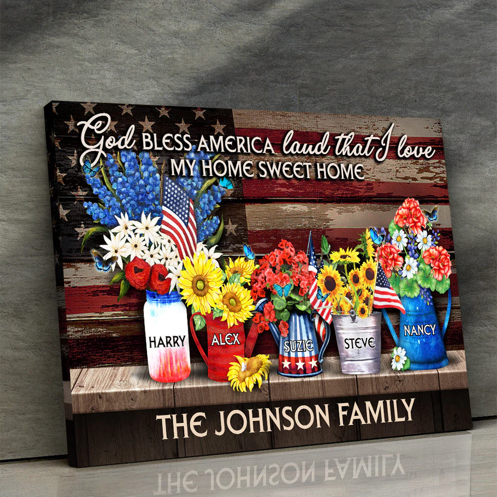 God Bless America Land That I Love - Personalized Poster Canvas - Patriotic Gift For Family HN02 - Image 2