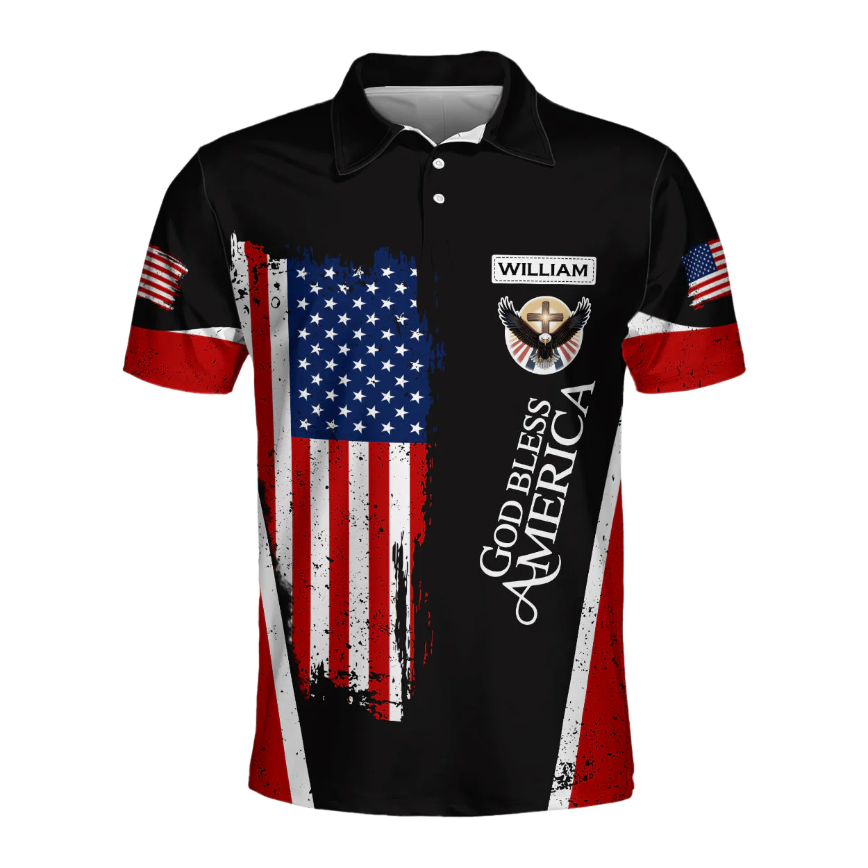 God Bless America - Personalized Polo Shirt - Gift for Him - Image 4