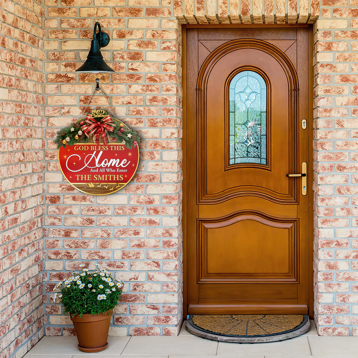 God Bless This Home And All Who Enter - Personalized Wooden Door Sign TD118 - Image 2