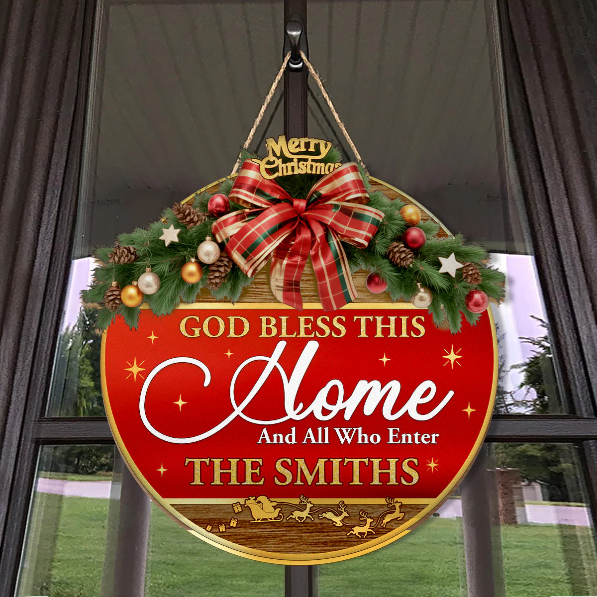 God Bless This Home And All Who Enter - Personalized Wooden Door Sign TD118 - Image 4