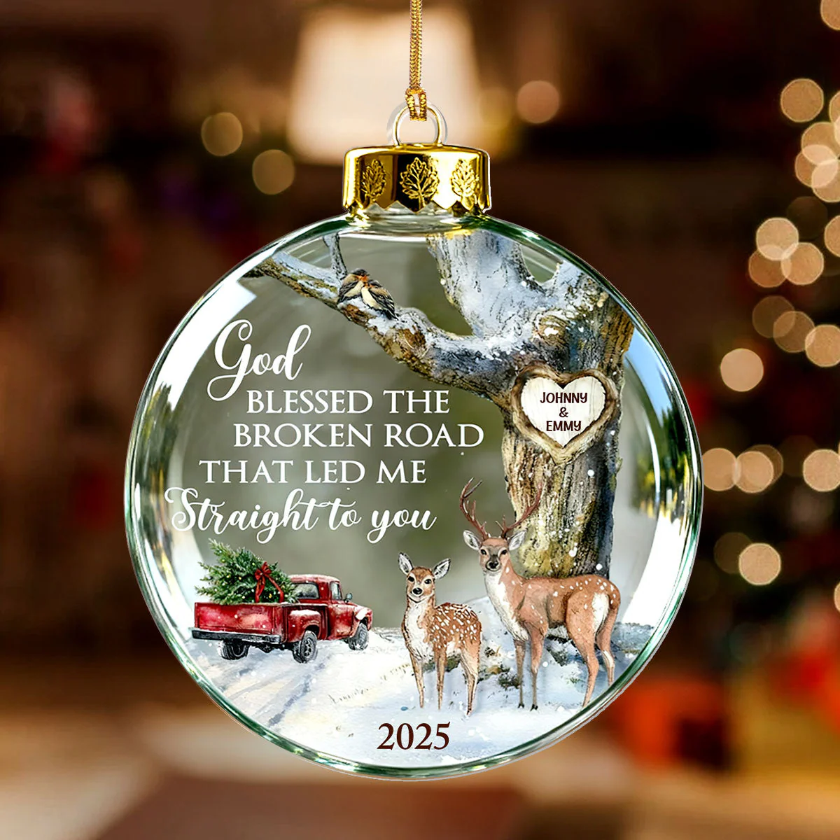 God Blessed The Broken Road - Personalized 1-Layer Acrylic Ornament HL128 - Image 2