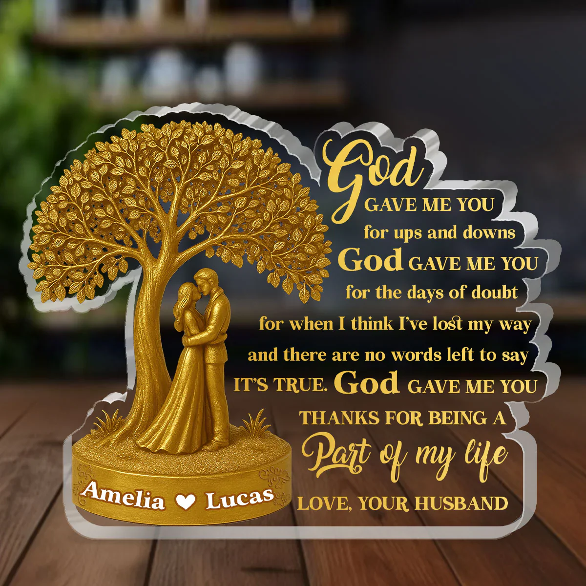 God Gave Me You - Personalized Custom Shaped Squared Acrylic Plaque - Gift For Couple HL128