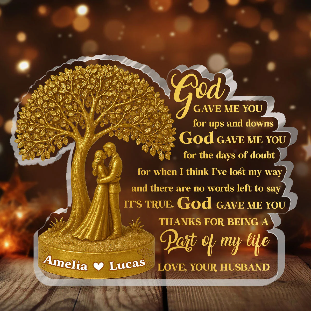 God Gave Me You - Personalized Custom Shaped Squared Acrylic Plaque - Gift For Couple HL128 - Image 3